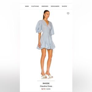 Rhode Claudine Dress V-neck Puff-Sleeve Wrap.